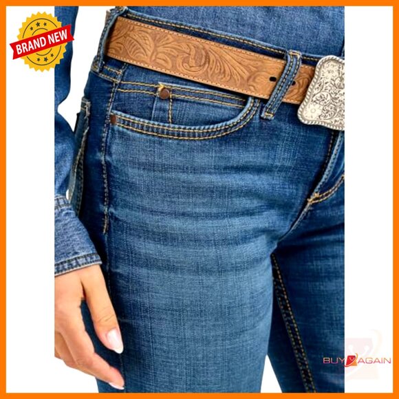 Mid Rise Boot Cut Riding Jeans, Cotton Stretch, Vented Hem - Picture 4 of 7